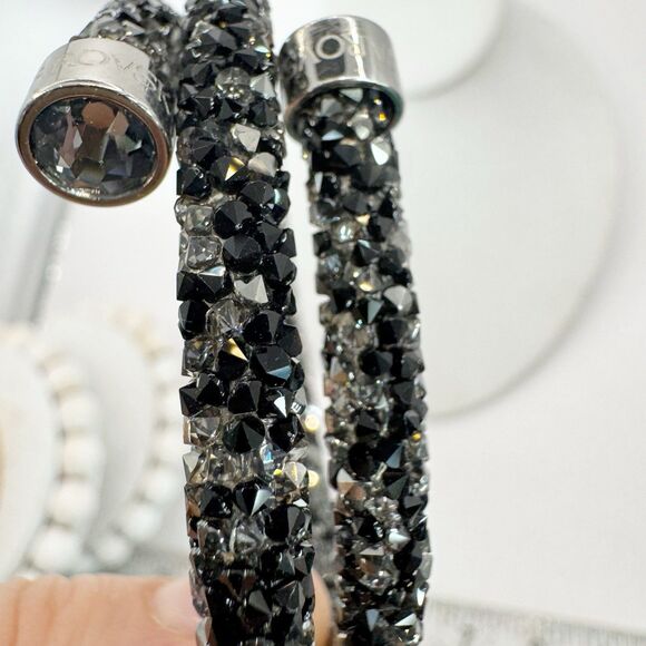Swarovski Crystaldust Double Bangle Bracelet in black Memory Wire - Picture 6 of 16